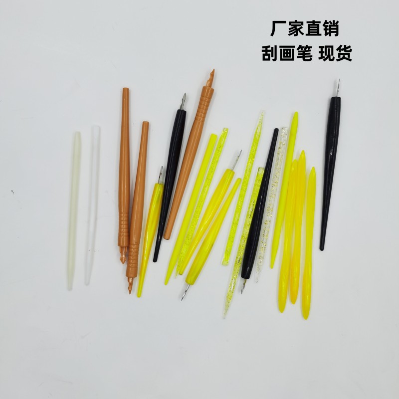 Cross-Border special spot children's plastic scraping brush diy sparkling scraping brush bamboo stick pen pen pen tip scraping pen