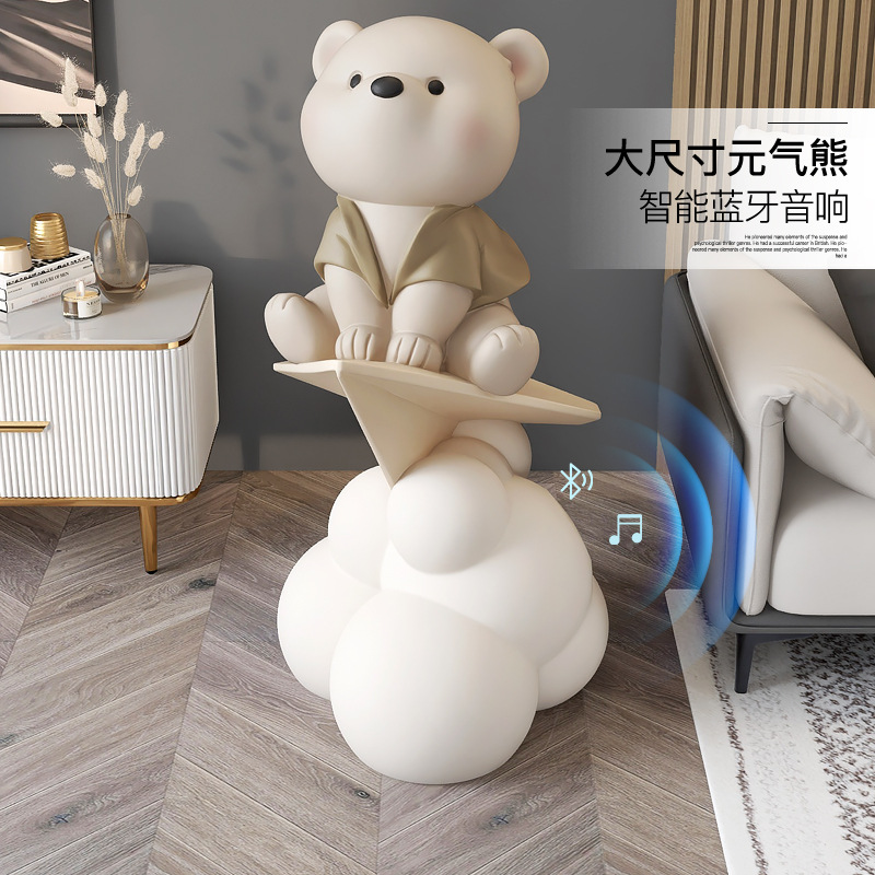 Picture of Creative Bear Moving Gift Large Floor-Standing Ornaments Living Room Tv Cabinet Next to the Sofa Accessible Luxury Home Decorations