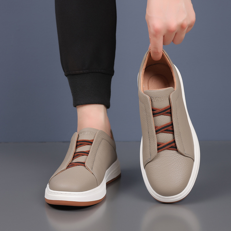 Top layer cowhide latest men's casual shoes genuine leather men's small white shoes overboard shoes all-match men's shoes breathable shoes