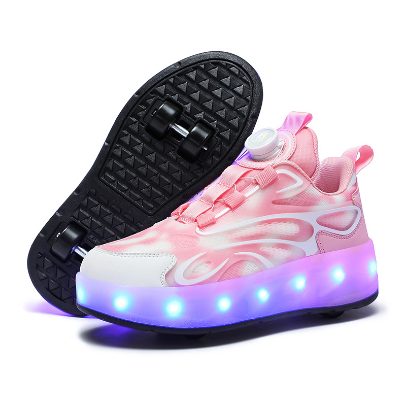 New cross-border foreign trade heloo shoes small four-wheel roller shoes student sneaker USB rechargeable light-emitting shoes for boys and girls