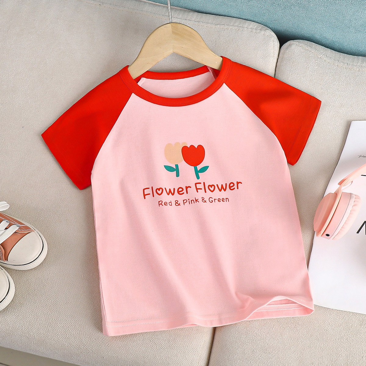 Picture of Children's Short-sleeved T-shirt Cotton New Children's Summer Baby Clothes Boys' Thin Girls' Top Summer Children's Clothing