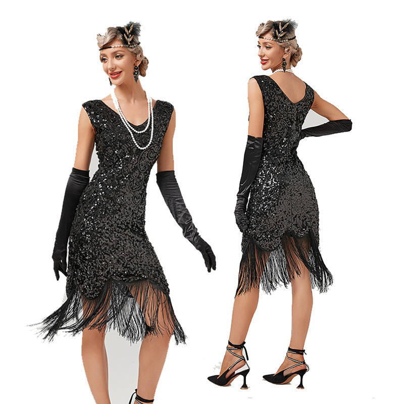 Picture of 1920 Retro Sequin Dress Gatsby Ball Tassel dress Party Dancing Dress Beaded Toast Dress