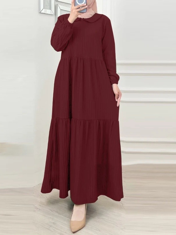 Picture of Cross-Border Muslim Women's Ruffle Skirt Puff Sleeve Dress Robe Dubai Turkish Sundress Middle Eastern Style
