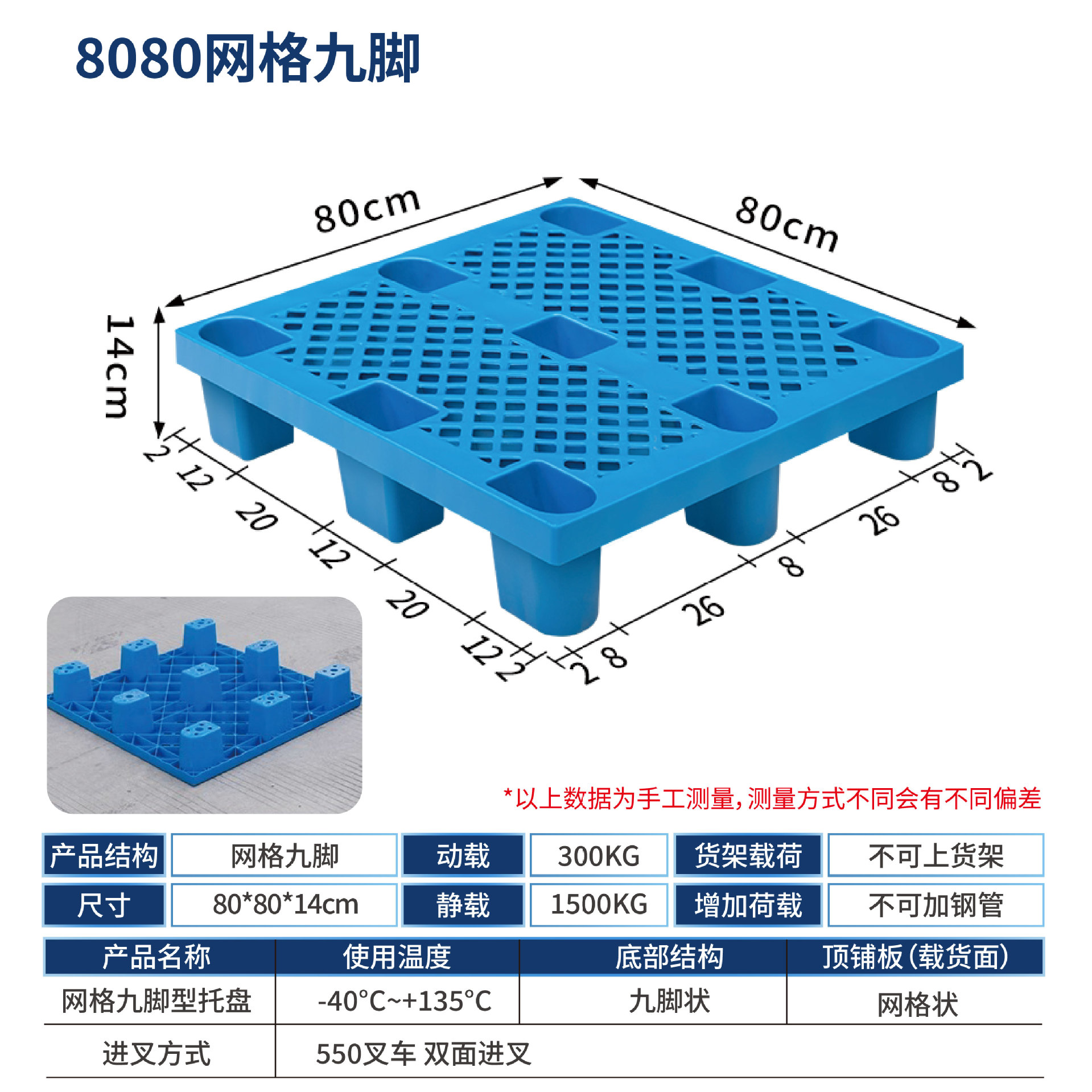 Picture of Plastic Pallet Nine-Foot Grid Forklift Pallet Warehouse Moisture-Proof Floor Board Logistics Pallet Plastic Pallet Manufacturer