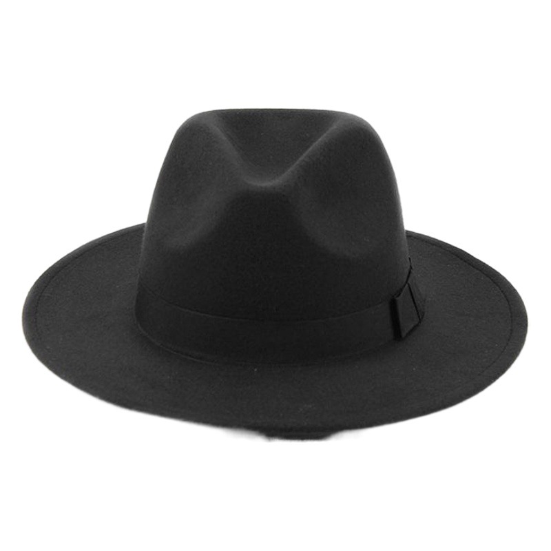 European and American Street Photography Imitation Woolen British Retro Jazz Hat for Men and Women Large Brim Hat Felt Hat Versatile Sunshade