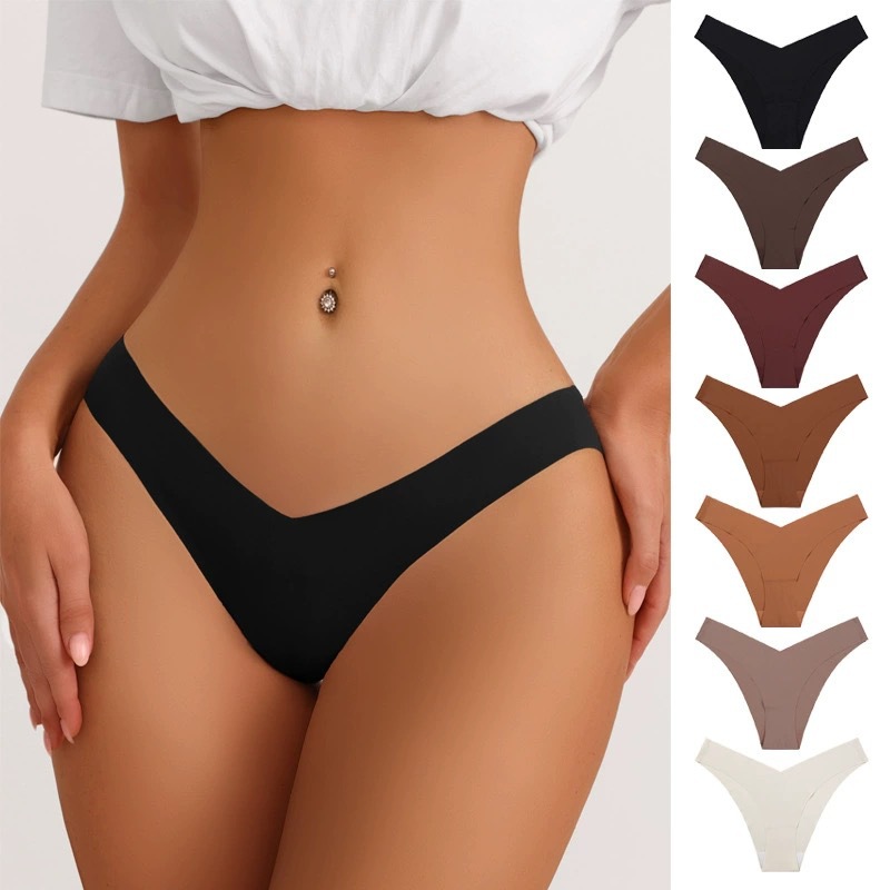 Picture of New European and American seamless ice silk underwear women's low waist plus size briefs breathable quick-drying yoga sports underwear women