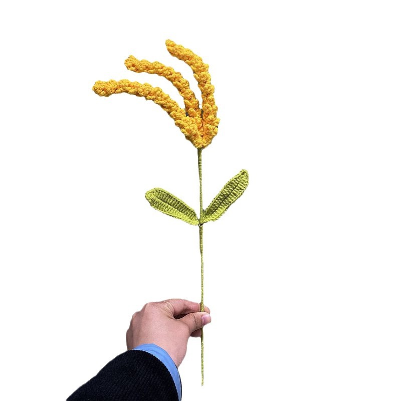 Picture of Handmade diy woven gold wheat ear crochet artificial flower wool artificial barley bouquet homemade opening lucky gift