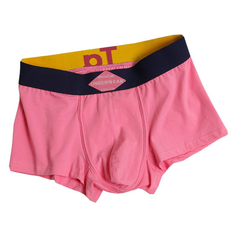 Men's Underwear Boys Cotton Antibacterial Boxer Shorts Youth Trendy Pink Loose Comfortable Breathable Boxer Shorts