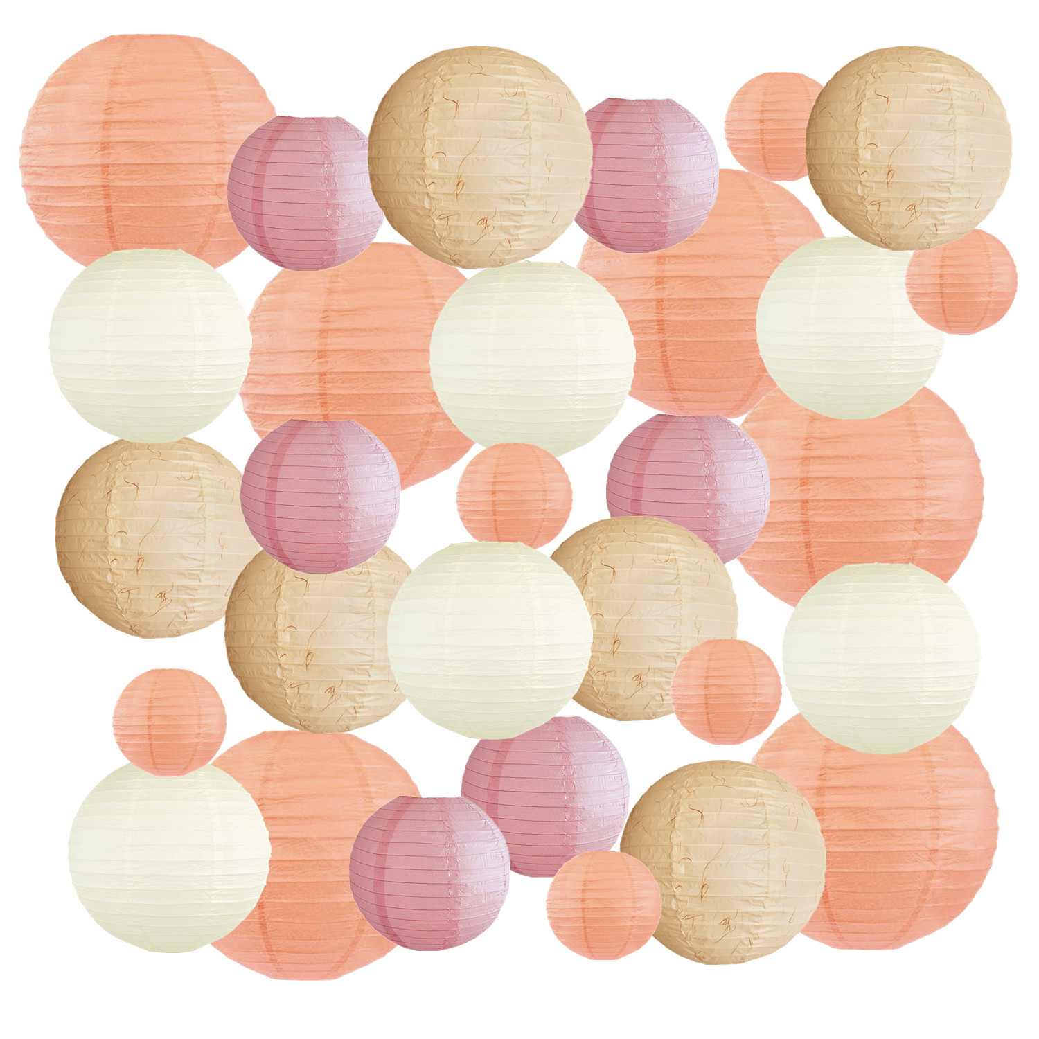 Picture of Spring, Summer, Autumn and Winter Colorfulful Paper Lanterns Round Foldableable Paper Art Combination Set Hanging Lanterns