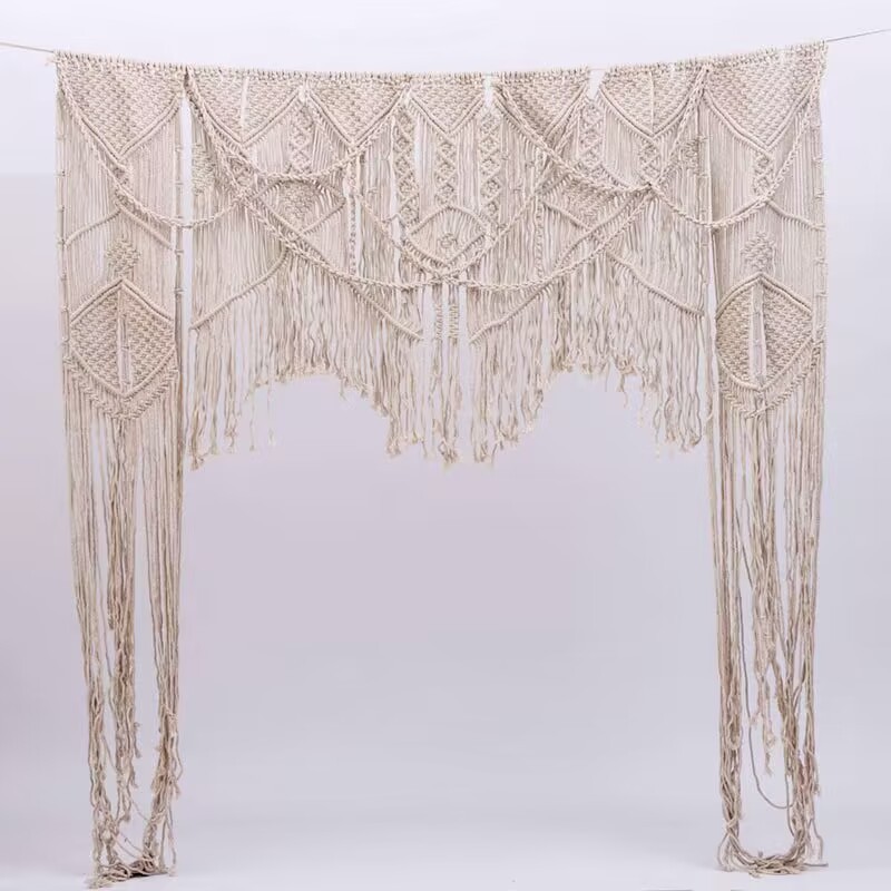 Picture of Hand-Woven Cotton Rope Tapestry Door Curtain Bay Window Bohemian Wedding Backdrop Partition Curtain Decoration Bedroom Home Decor