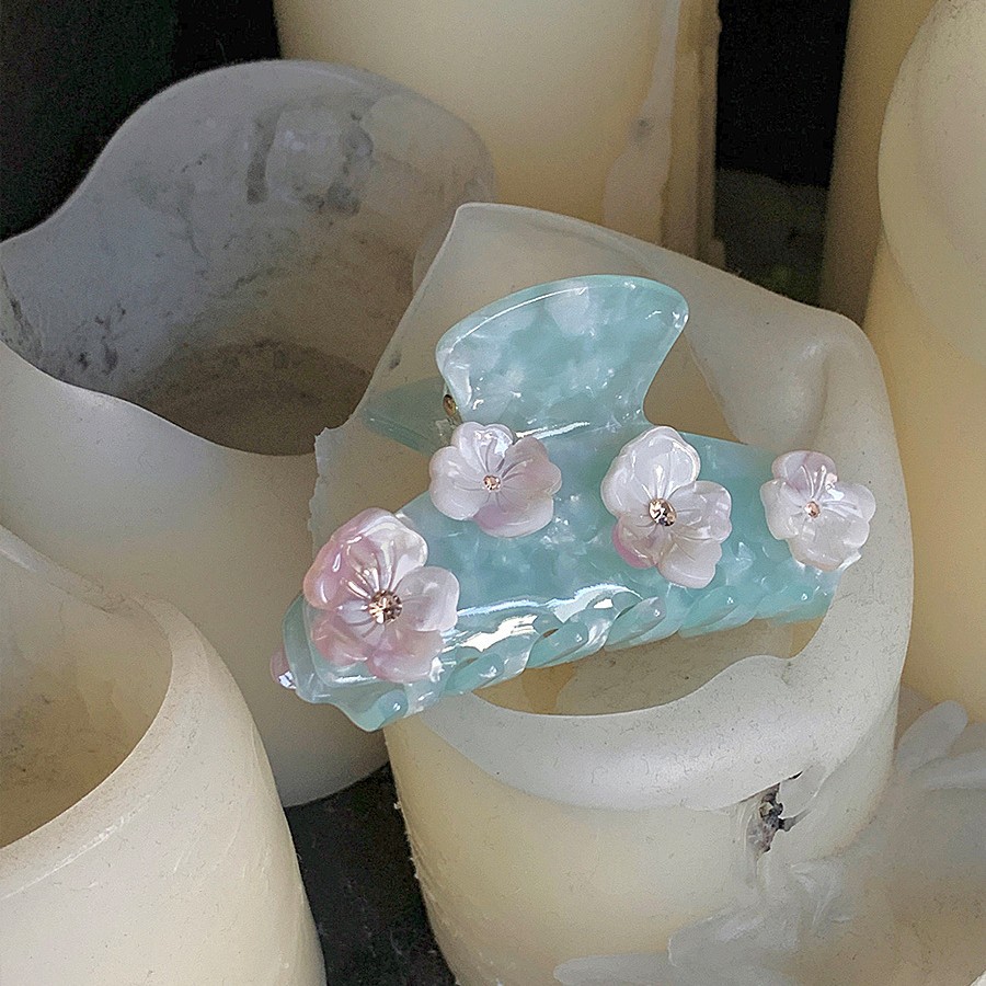 Niche Advanced Flash Diamond Acetic Acid Flower Medium Grab Clip Temperament Hair Shark Clip Head Half Hair Accessories