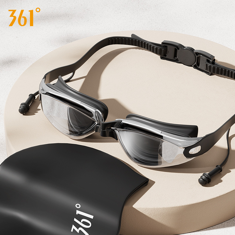 Picture of 361 degree swimming goggles earplugs integrated swimming glasses widened field of vision myopia glasses colorful electroplated swimming glasses