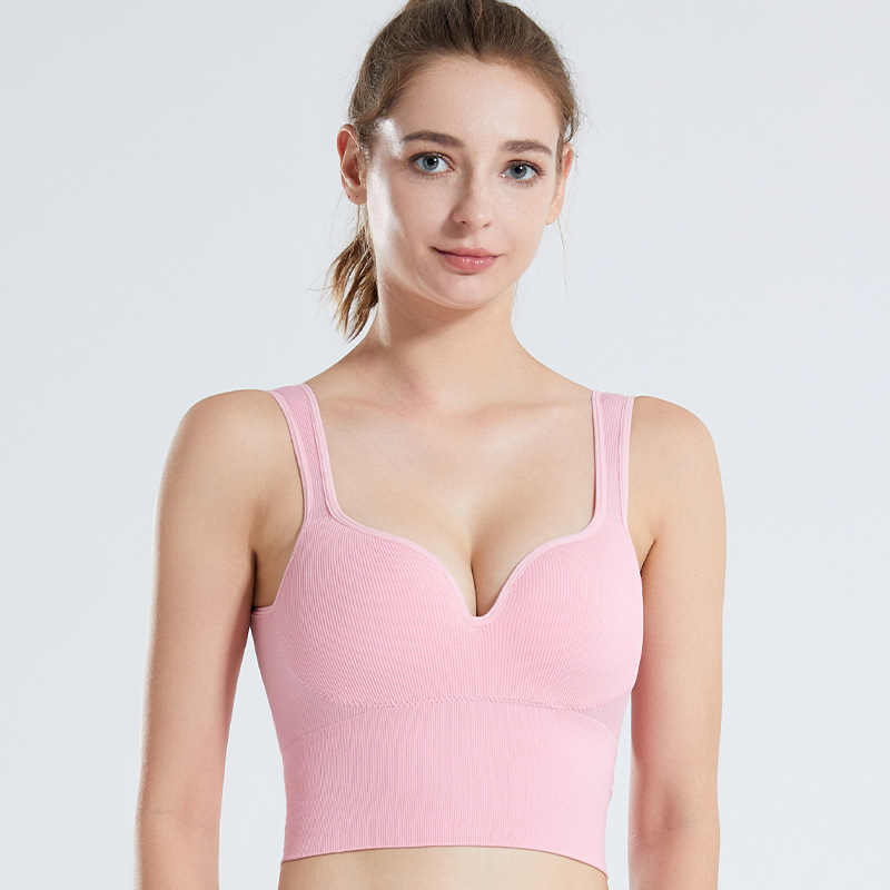 Picture of 3D Seamless Sports Bra Underwear Women's Summer High Strength Shockproof Beauty Back Fixed Chest Pad Vest Integrated Fitness Cross-Border