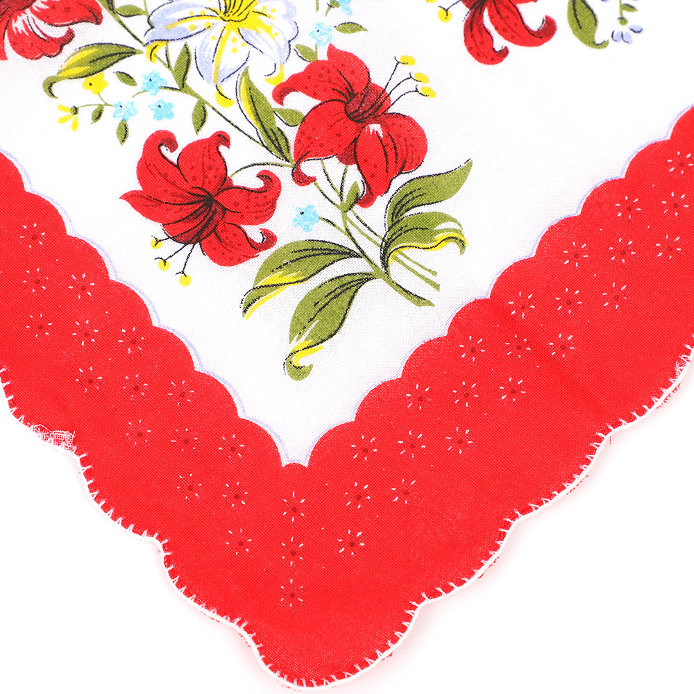 Picture of Tooth Edge Floral Women's Handkerchief Pure Cotton Women's Sweat Towel for the Elderly Pure Cotton Old-Fashioned Nostalgic Handkerchief Randomly Mixed with No Weight