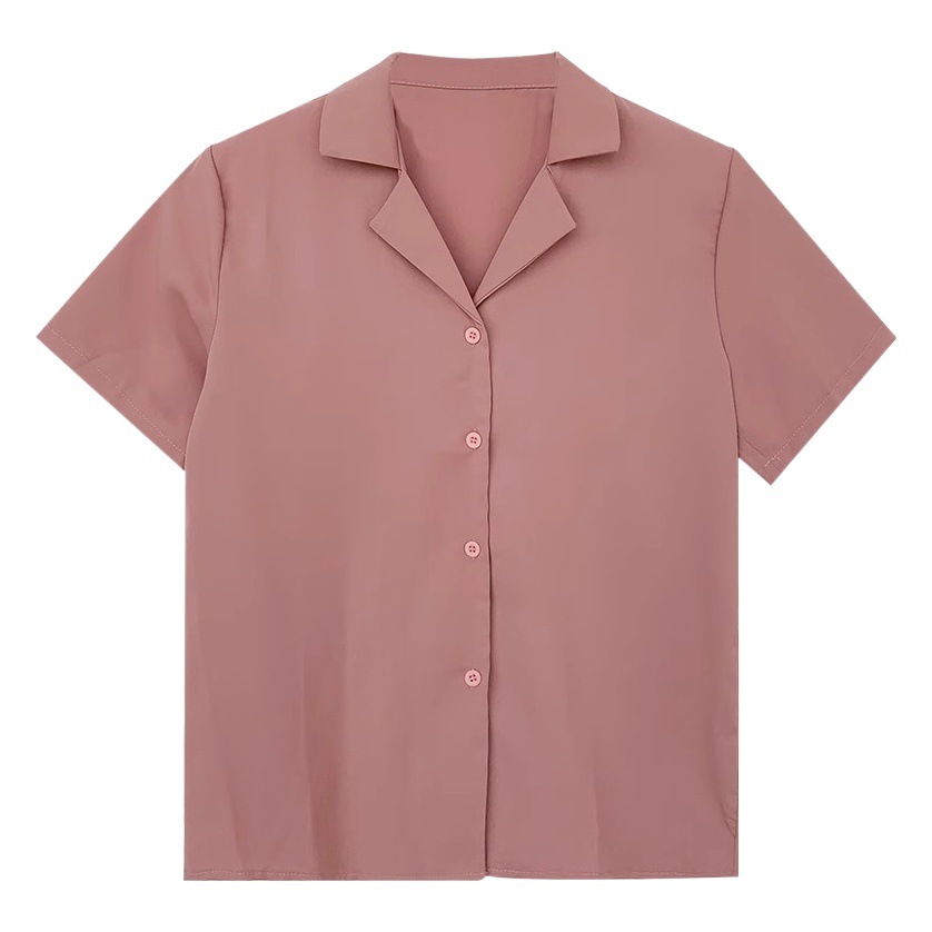 Chic Top Women's Design Sense Niche Summer 2023 New Suit Collar Loose Shirt Cauchy Short-sleeved Shirt