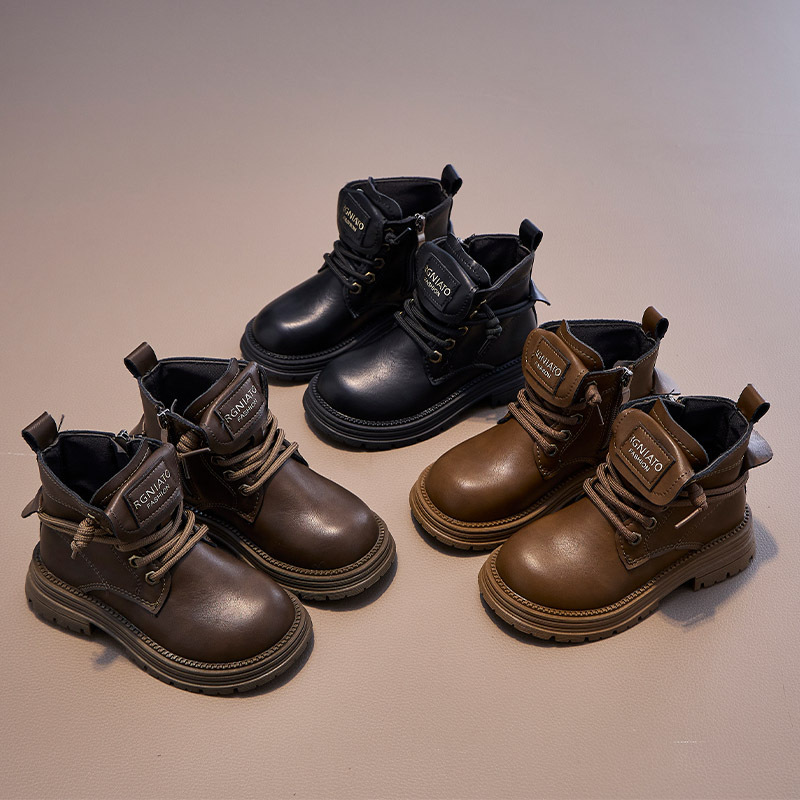 Girls Boots 2025 Autumn and Winter New Kidsren's Boots Fashionable Single Boots Little Girl British Style Princess Short Boots