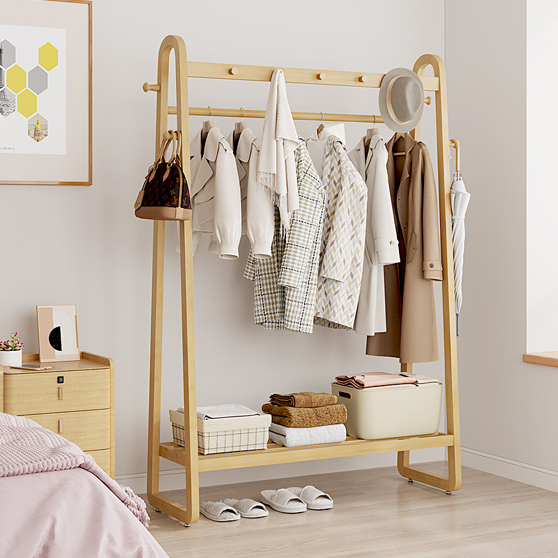Bedroom Coat Rack Household Hanger Simple Hanger Floor Standing Balcony Clothes Hanger Storage Artifact
