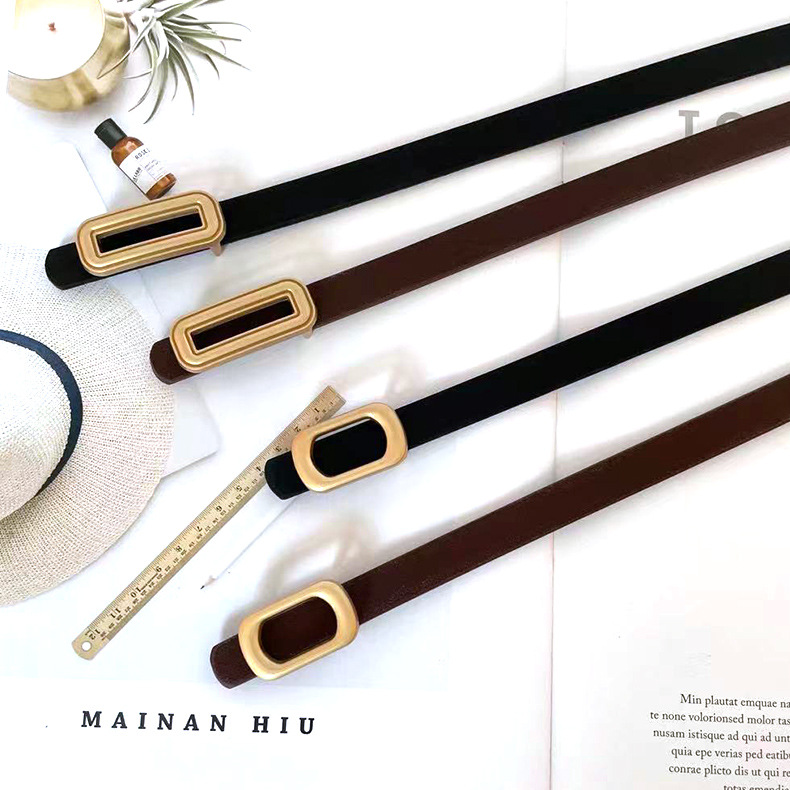 Retro thin belt Women's narrow jeans versatile small belt decoration simple summer brown pants belt in stock