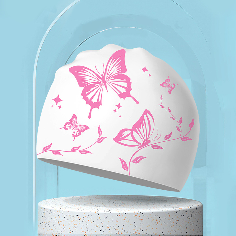 Picture of Adult silicone waterproof swimming cap boys and girls Universal silicone swimming cap increase head swimming cap factory direct sales