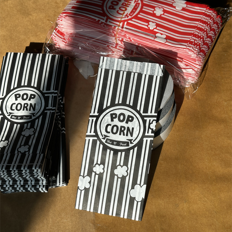 Cross-Border Supply of Disposable High-Low Mouth Pointed Bottom Food Paper Bags with Oil-Proof Coating for Popcorn, Waterproof Pointed Bottom Food Paper