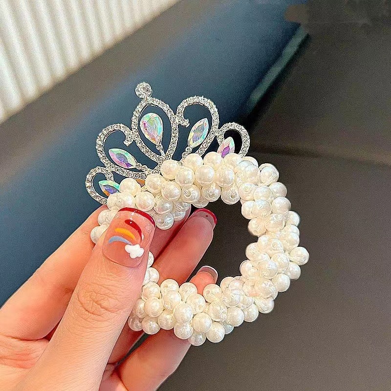 Picture of Crown headdress children's little princess headband 2023 Korean style new bead flower little girl hair tie balls