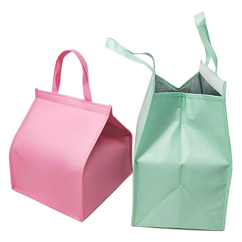 Picture of 6-inch 8-inch cake insulation bag in stock non-woven laser aluminum film insulation bag takeaway ice bag can be printed logo