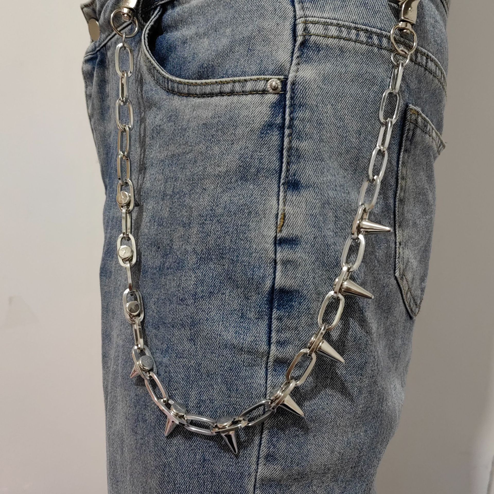 European and American Cross-Border Jewelry, Personalized Retro Extended Rivet Pants Chain, Hip-Hop Punk, Disco, National Trend, Dark Accessories