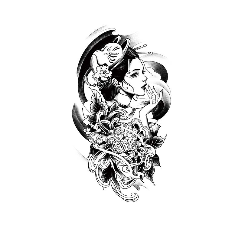 Picture of Geisha herbal juice non-reflective semi-permanent sexy tattoo stickers women's waterproof long-lasting leg arm artificial tattoo