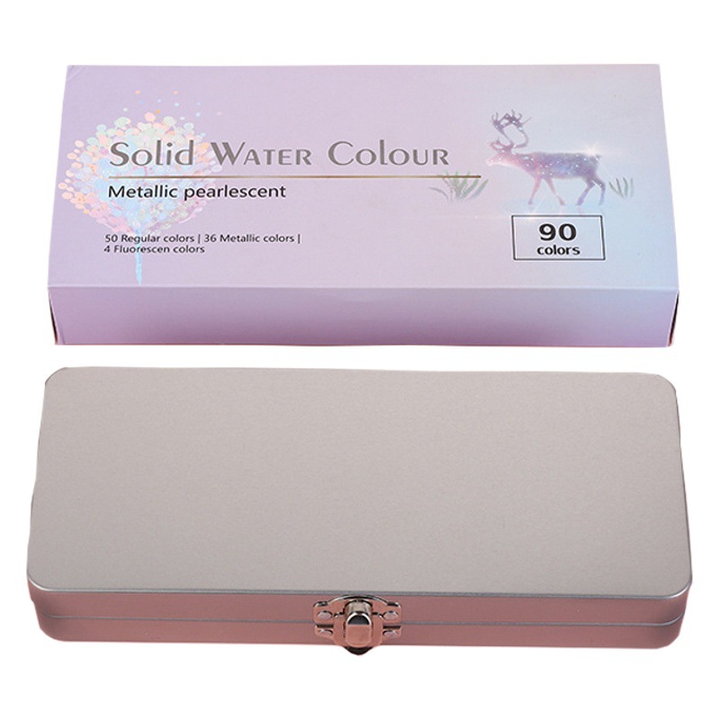 New solid watercolor paint 50 color 72 color 90 color 100 color portable pearlescent pigment suit children's day gift