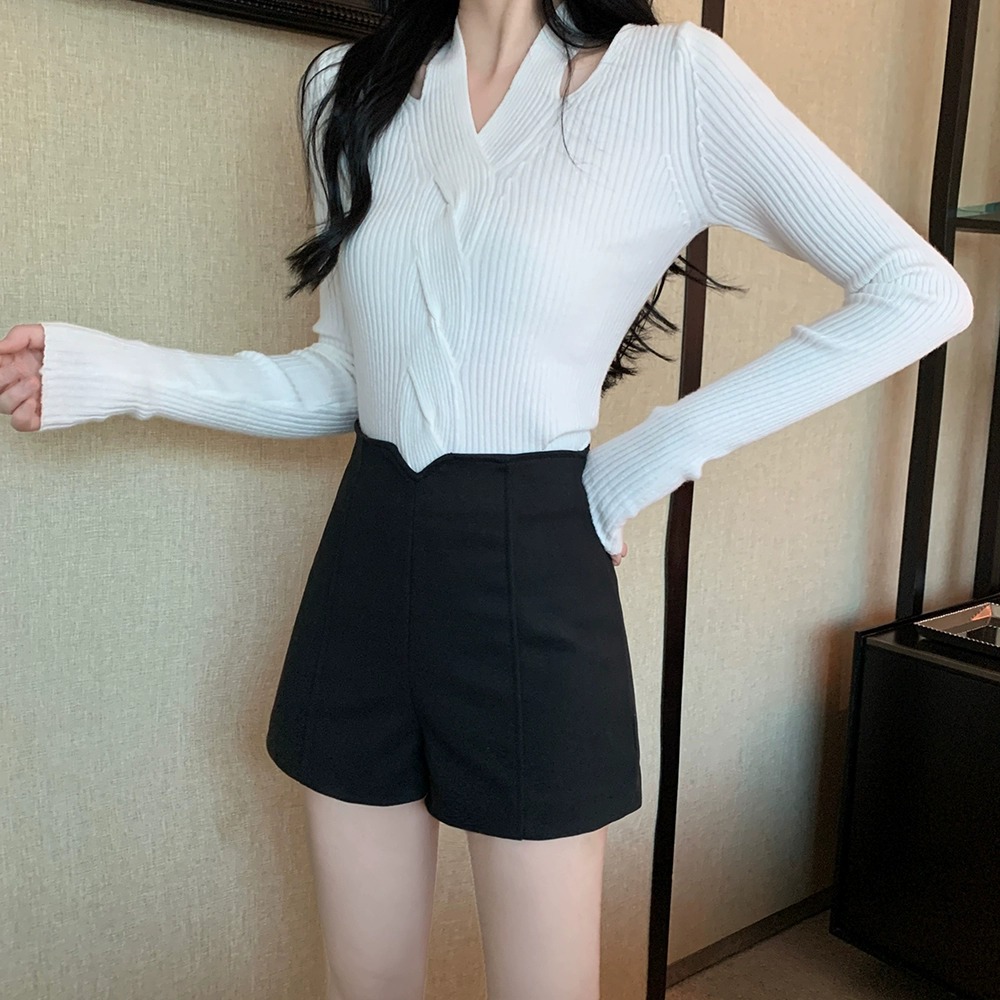 2023 New Autum Women's Fashion Woolen Shorts Women's High-Waisted Hot Pants Versatile Boot Pants Casual Pants Trendy
