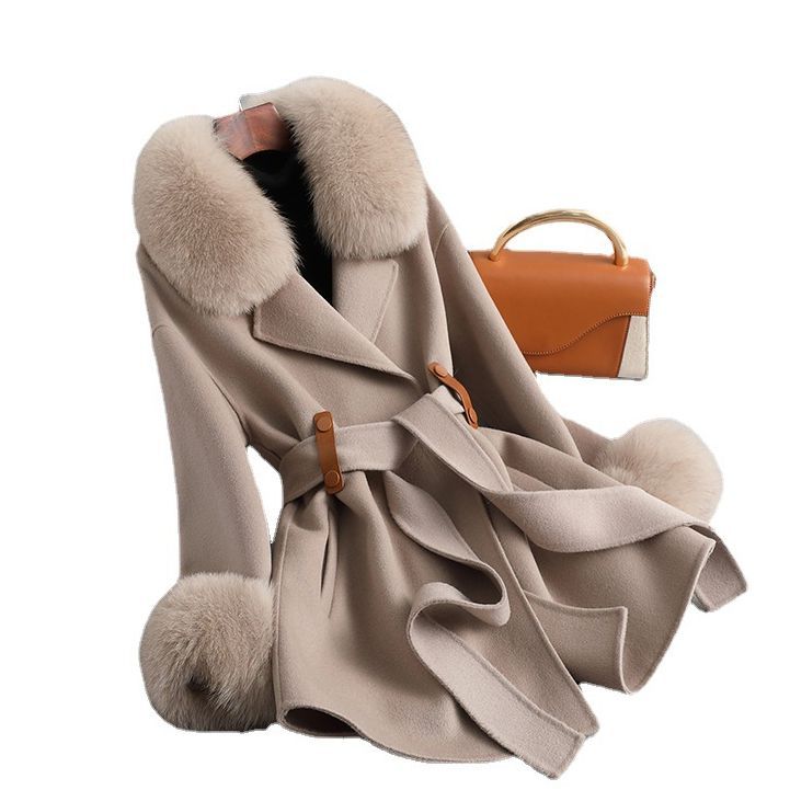 Picture of 2025 New Autumn and Winter Fox Fur Collar Gao Rui Double-Sided Cashmere Outwear Women's Mid-Length Wool Double-Sided Woolen Outwear