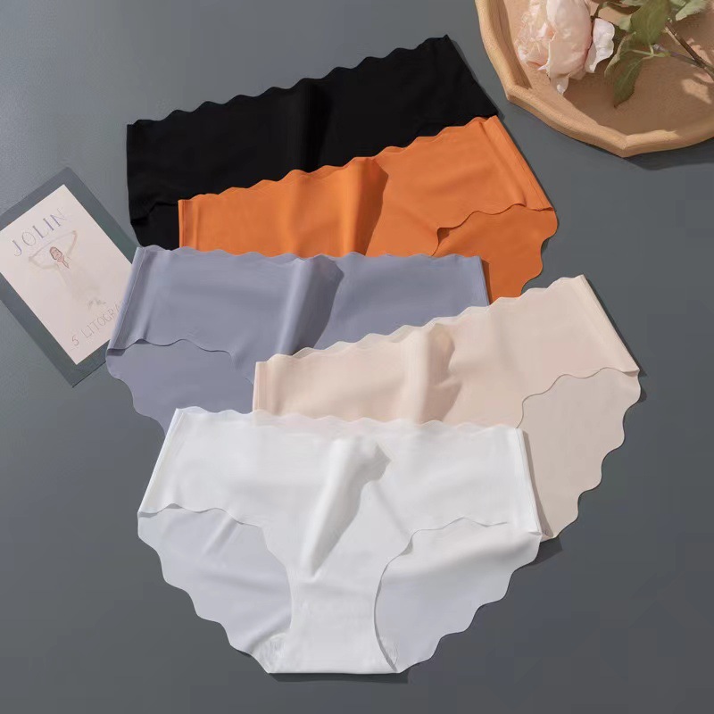 Picture of One-Piece Ice Silk Seamless Mid-Waist Underwear for Women, Wavy Butt Lift, Tummy Control, Pure Desire, Sexy and Cute Triangle Shorts