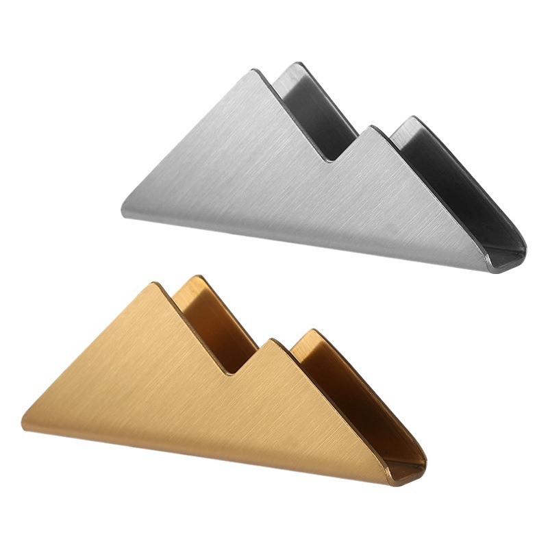 Business card holder golden stainless steel creative mountain business card holder business desk storage table desktop business card holder
