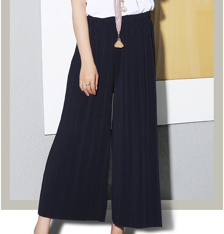 Picture of 20 Wide Leg Pants Women's Pleated Chiffon High Waist Looser Skirt Pants Large Swing Draped plus size Casual Ankle Pants for Spring and Summer