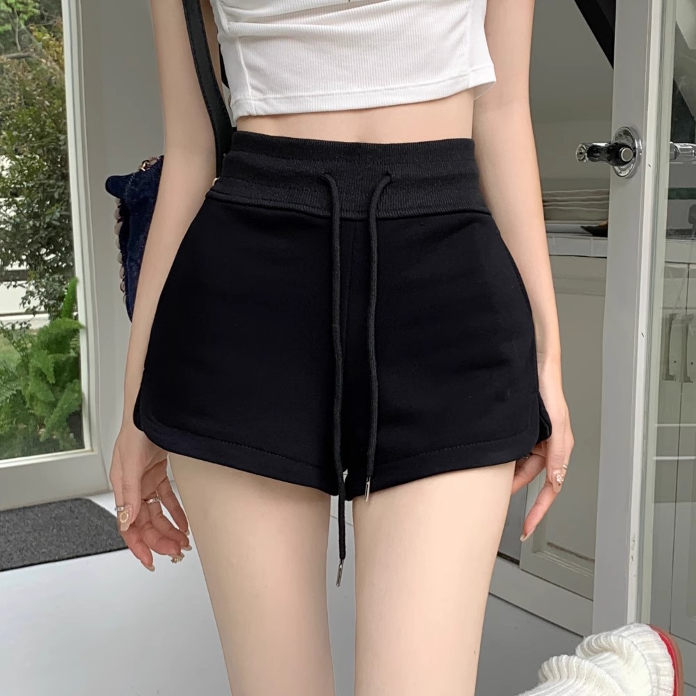 plus size Black Sports Shorts Women's 2025 New High Waist Slimming All-match A- word Small Casual Loose Hot Pants
