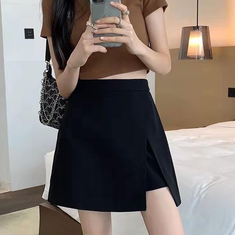 plus size Irregular High Waist Slimming Split Skirt chubby girl Hip A- shaped Professional Work Temperament One-step Skirt