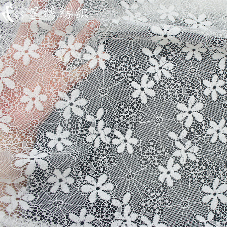 New Polyester Lace Fabric Cut Out Small Flower Jacquard Mesh Women's Dress Socks Bra Shoe Material New Flower Lace Fabric