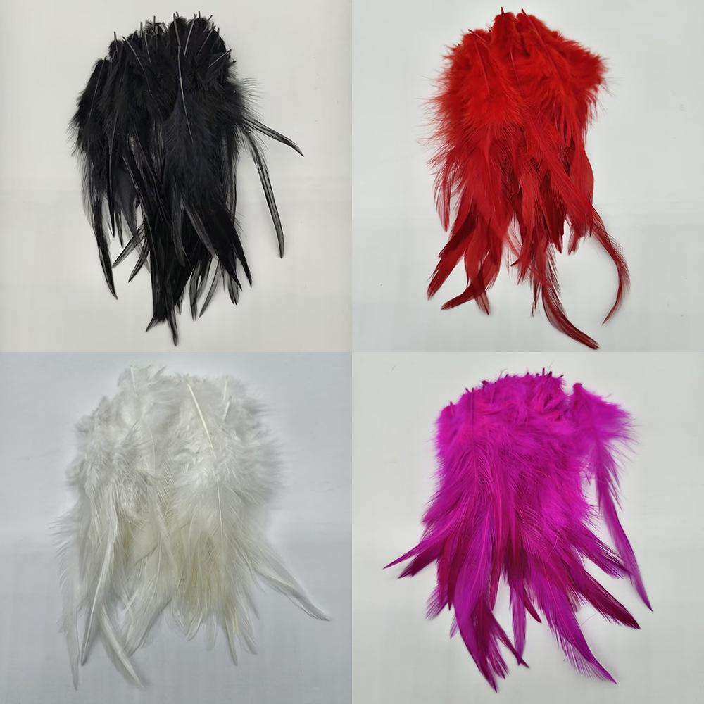 Feather Wholesale Pointed Hair Color Chicken Feather Big White Pointed Dream Catcher Handmade Crafts Earrings Garment Accessories DIY
