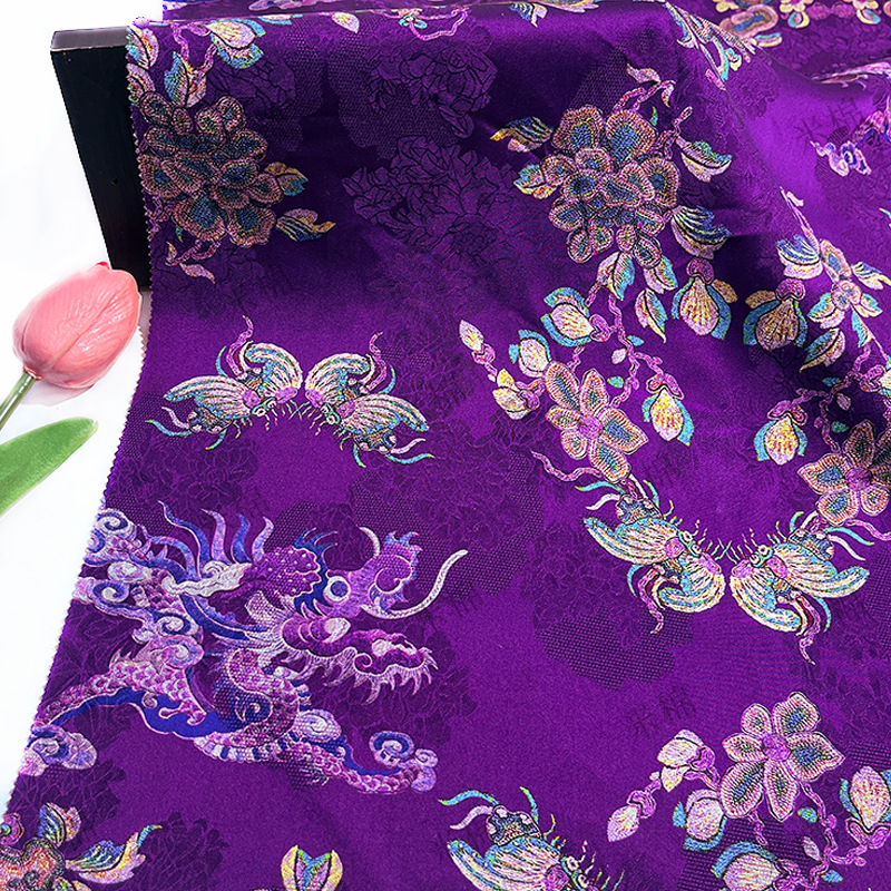 Zichen New Chinese style silk jacquard fragrant cloud gauze fabric shirt vest cheongsam handmade fabric