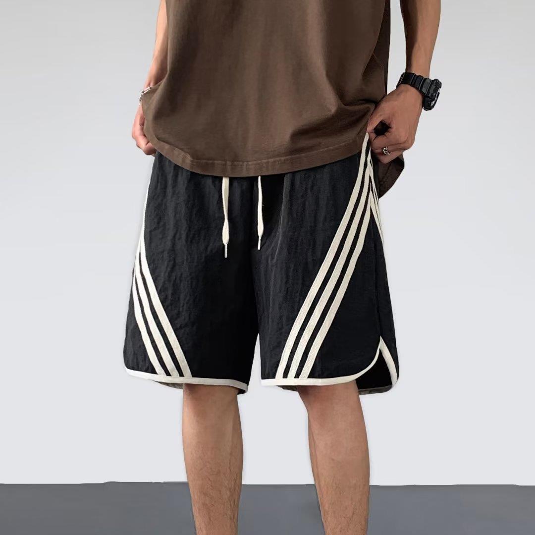 American Style High Street Functional Charge Shorts Men's Trendy Brand Loose Casual Straight Striped Outdoor Sports Pants for Summer