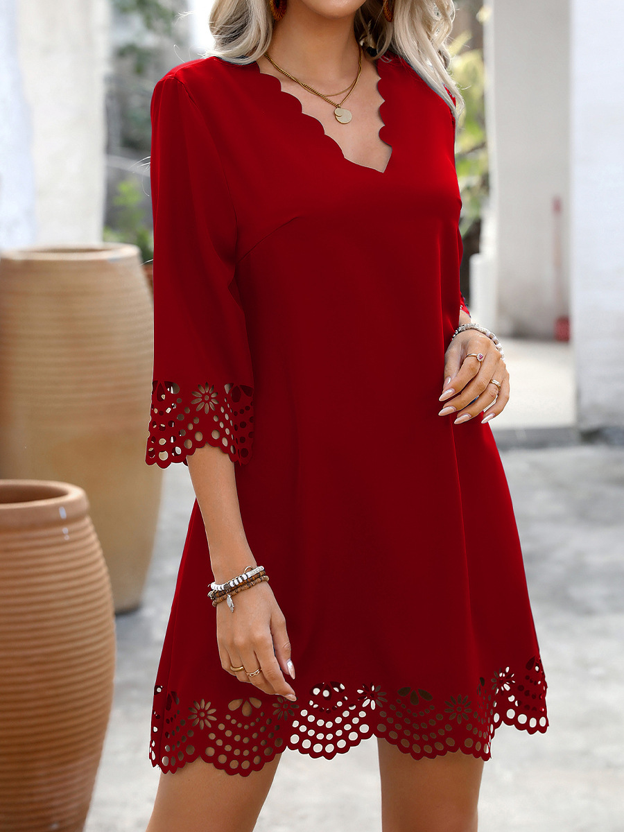 Picture of Amazon Export Women's Cross-Border European and American Style Dress 2025 Spring and Summer New Vacation Burnt Flower Half-Sleeved A-Line Skirt