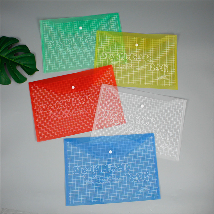 Thickened A4 File Bag, Customized Information File, Test Paper Storage Bag, Snap Mesh Bag, Transparent Colorful Plastic Bag