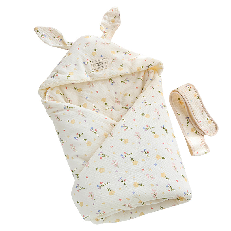 Picture of Baby hugging quilt big rabbit ears newborn bag swaddling baby delivery room small quilt available in four seasons