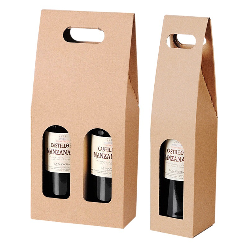 Kraft Paper Red Wine Box Double Single Thickened Corrugated Red Wine Packaging Gift Box Dry Red Wine Portable Packaging Box