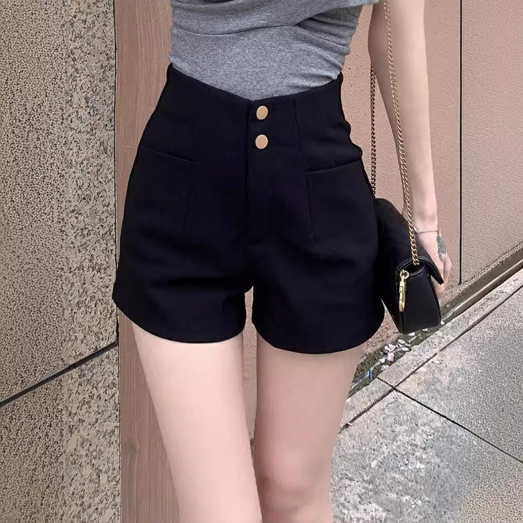 Summer High Waist Black Slimming All-match A- line Suit Outer Wearing Hot Pants 2023 New Outer Wearing Elastic Shorts for Women