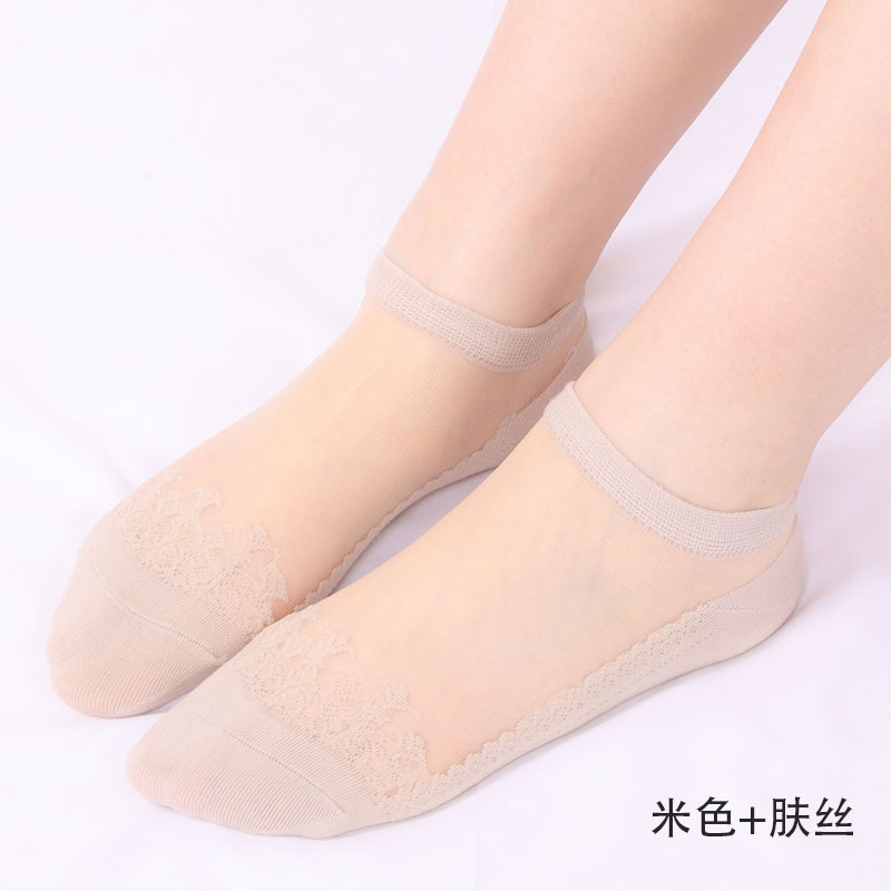 Picture of Jacquard Cool Transparent Crystal Glass Stockings Women's Short Socks Women's Summer Thin Invisible Socks Boat Socks Wholesale