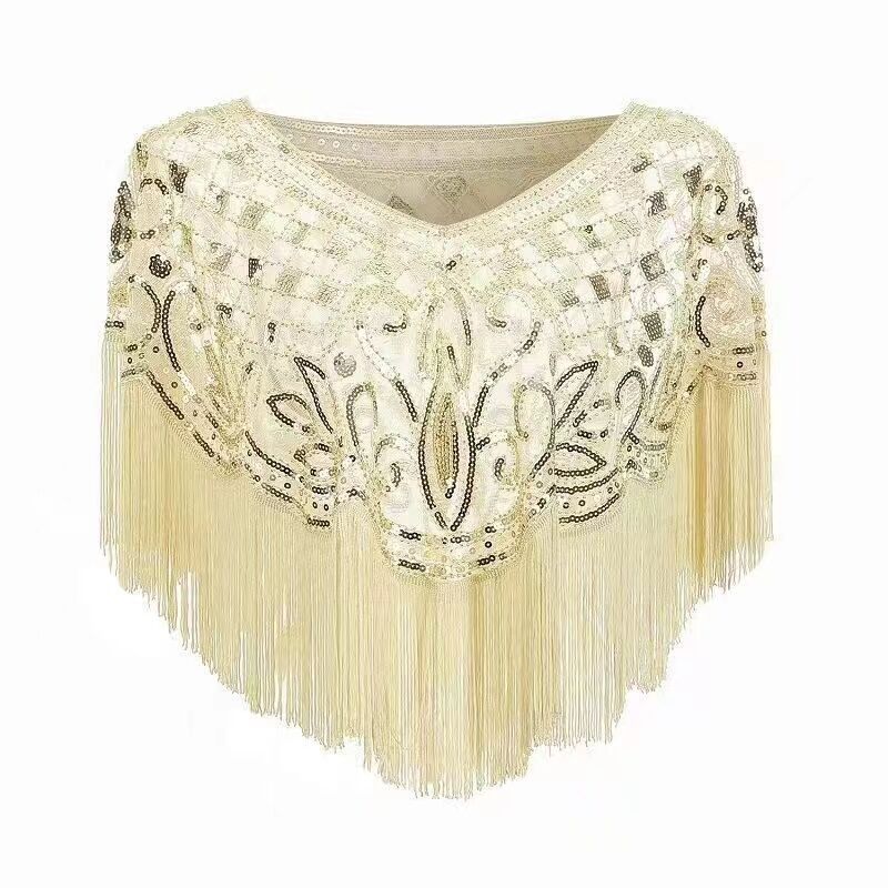 Picture of Tassel Shawl Women's Summer Sequin Mesh New Cyber Celebrant All-match Western Style Summer High-grade Outer Jacket Fashion Cape