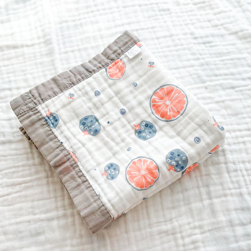 Picture of 6 layers of cotton gauze newborn wrapping towel bath towel wholesale printed wide side kindergarten children's blanket soft bath towel