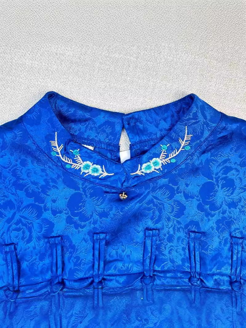 Picture of Real Shot 2024 Summer Top Women's High-end Sense Silk-like Improved Cheongsam Chinese Style National Style Buckle Printed Small Shirt