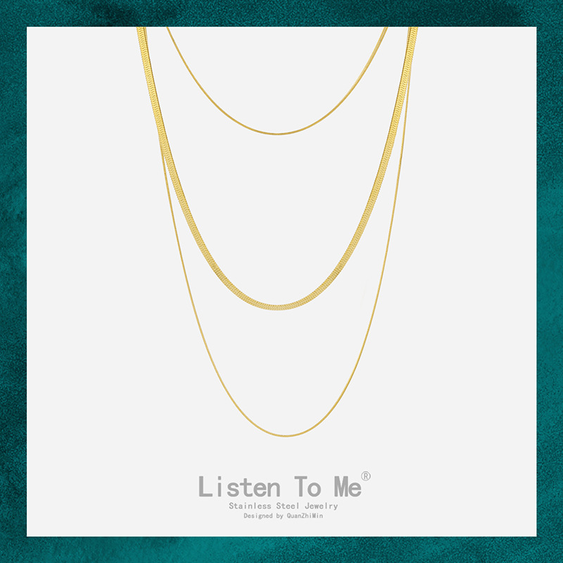 High-grade new multi-layer snake chain stacked necklace foreign trade European and American three-layer titanium steel TikTok live broadcast same LT232